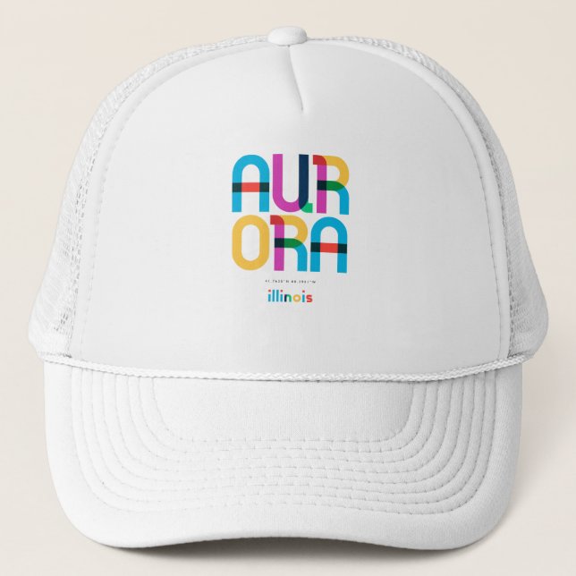 Casquette Aurora Illinois Mid Century, Pop Art, (Devant)