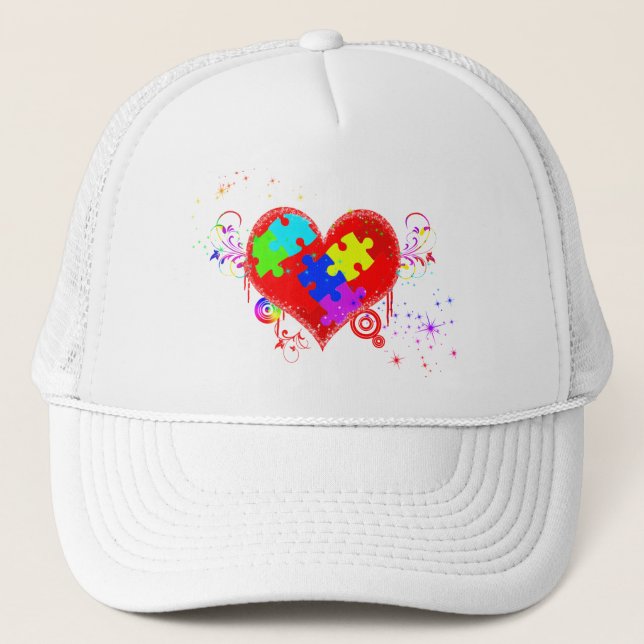 Casquette Autisme Coeur brillant (Devant)