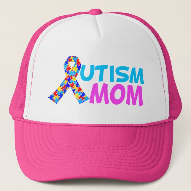 Casquette Autisme Maman mignonne Rose Bleu Fête des Mères (Devant)