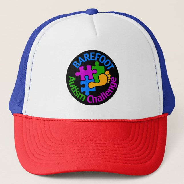 Casquette Autisme pieds nus Défi Trucker Chapeau (Devant)