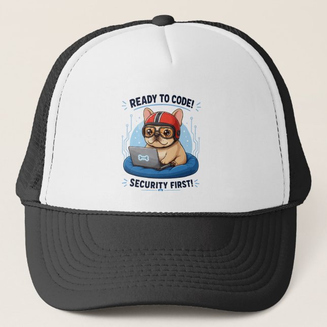 Casquette Autocollant de chien de cybersécurité codeur franç (Devant)