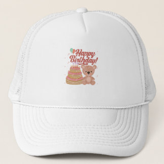 Casquette avec Joyeux anniversaire et gâteau