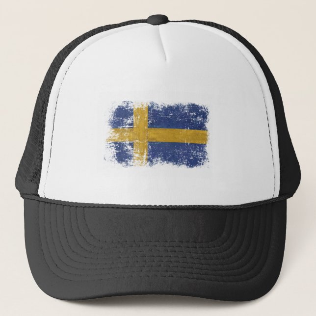 Casquette avec le drapeau vintage sale de Suède (Devant)