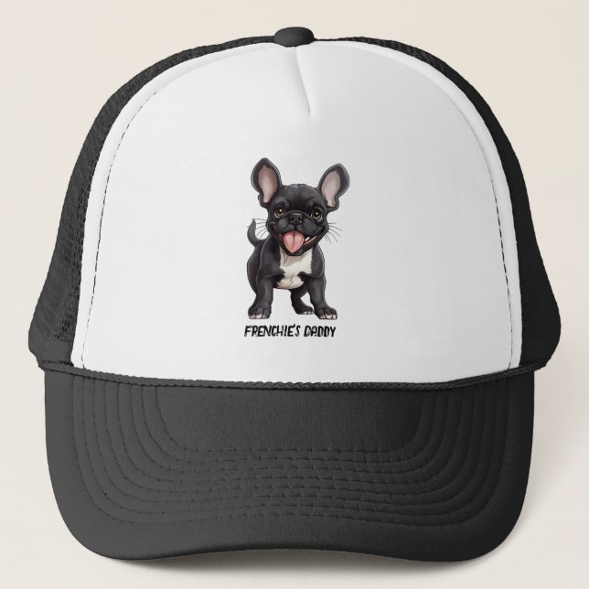 Casquette 🐶Avec un texte personnalisé, chiot Frenchie (Devant)