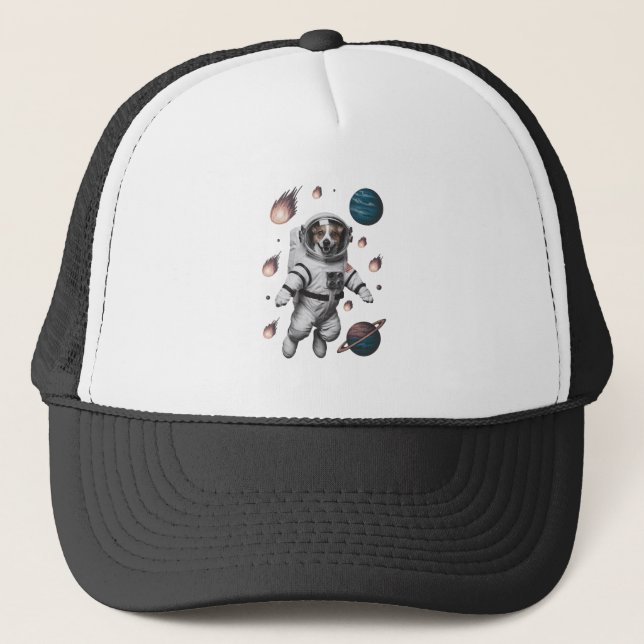 Casquette Aventure spatiale avec un chien astronaute (Devant)