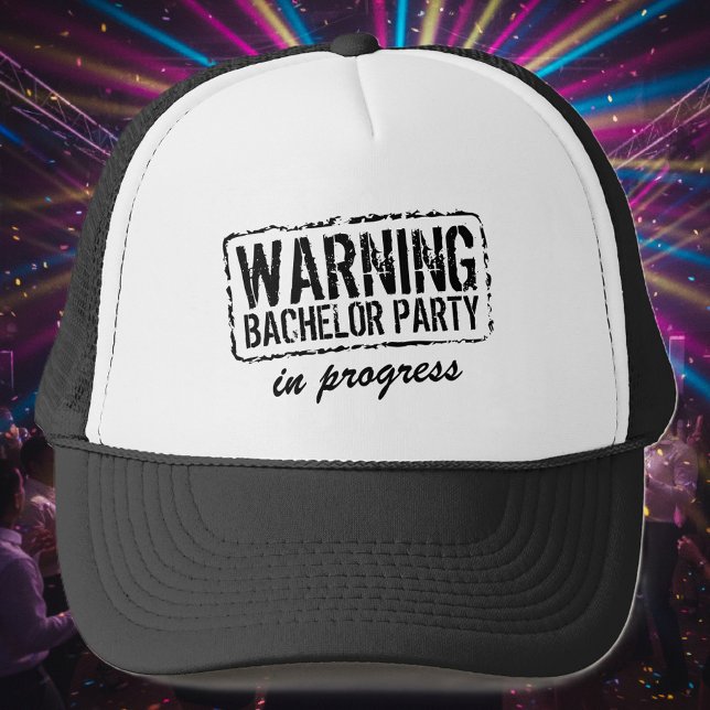 CASQUETTE AVERTISSEMENT ENTERREMENT DE VIE DE GARÇON EN COUR (bachelor party hat)