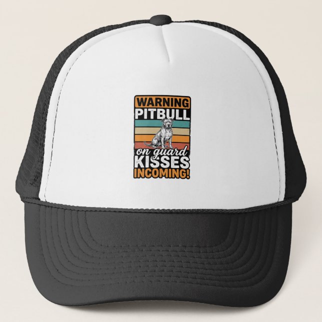 Casquette Avertissement Pitbull Bisous à venir Design de chi (Devant)