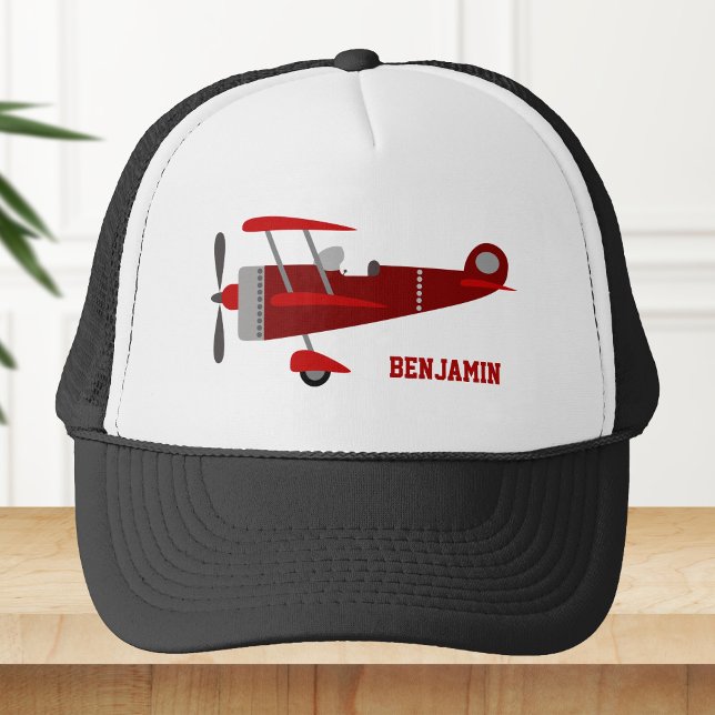 Casquette Avion Rouge Rétro Vintage Enfants (Créateur téléchargé)