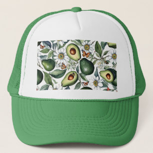 Casquette Avocados ! avec Fleurs et Papillons