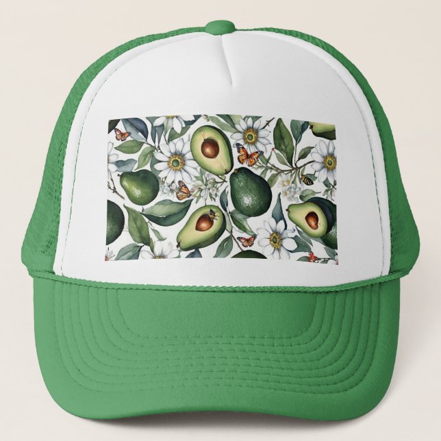 Casquette Avocados ! avec Fleurs et Papillons (Devant)