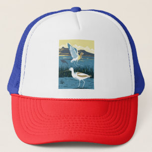 Casquette Avocet américain dans le Grand lac de sel dans l'U