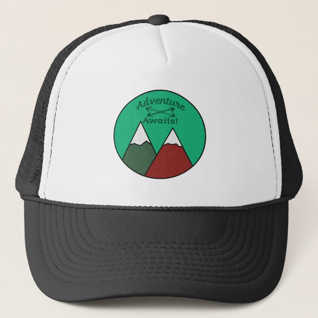 Casquette Awesome Adventure Await Mountain Design (Devant)