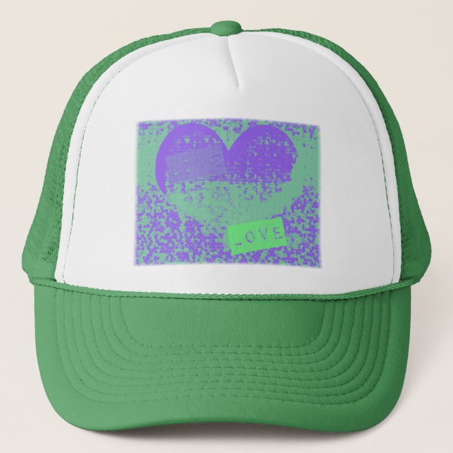 Casquette Awesome Purple et Mint Retro Coeur Design (Devant)