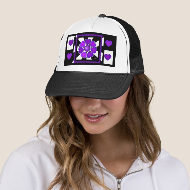 Casquette B&W Purple Hearts Beating (En situation)