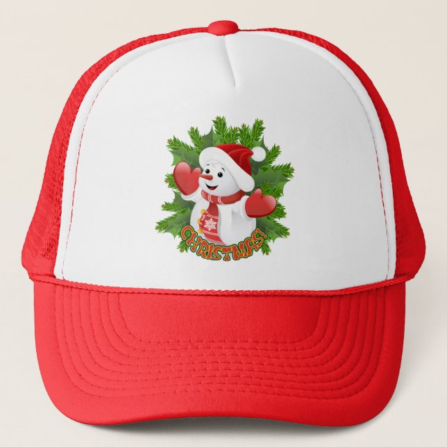 Casquette Baby Snowman avec ornement de flocons de neige en  (Devant)