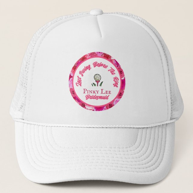 Casquette Bachelorette Fête des mariées Golf Rose Floral (Devant)