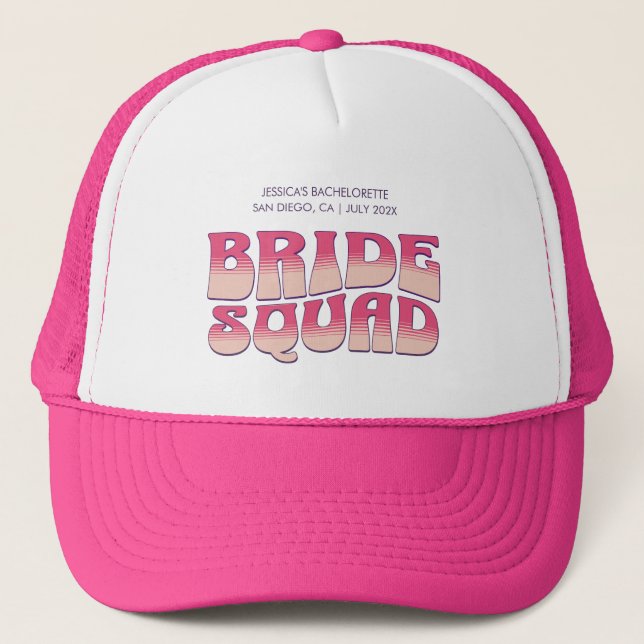 Casquette Bachelorette Party Brigade Bridesmaid Hot Pink (Devant)