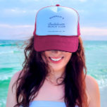 Casquette Bachelorette rétro moderne rose et marine<br><div class="desc">Ce casquette allie sans effort charme rétro et modernité, avec un design élégant dans les tons rose et bleu marine. Que vous soyez en train de frapper la plage ou la ville, ce camionneur qui est un accessoire chic pour célébrer la fête spéciale de la mariée. Faites-vous plaisir avec le...</div>