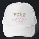Casquette bachelorette rose bach & alcool week-end chic<br><div class="desc">bach rose girly bach & booze bachelorette week-end chic design moderne et élégant. Belles illustrations,  classe,  partie d'une collection.</div>