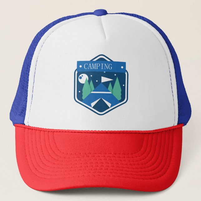 Casquette Badge de camping bleu (Devant)
