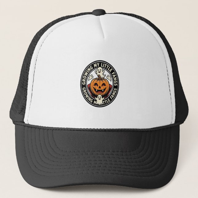 Casquette Badge de citrouille vampire faisant pousser mes pe (Devant)