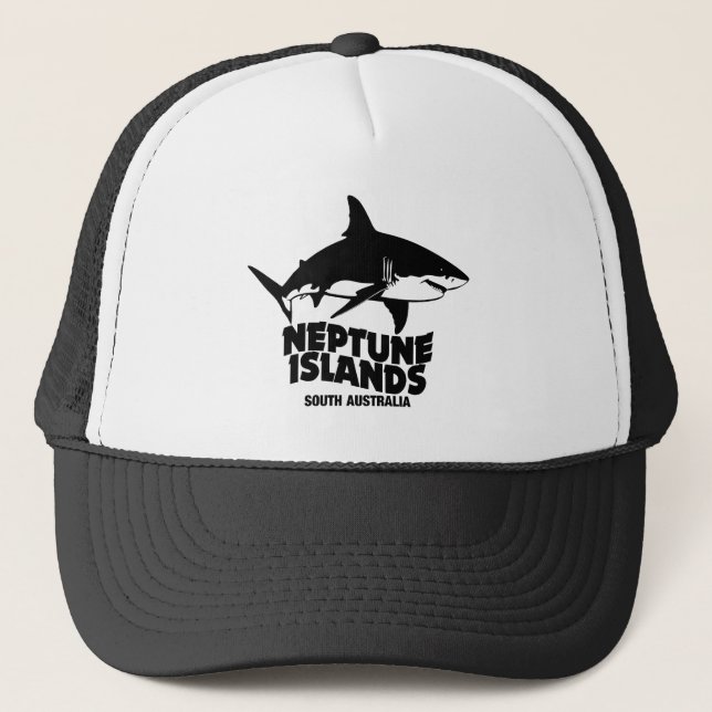 Casquette Baignade avec de grands requins blancs îles Neptun (Devant)