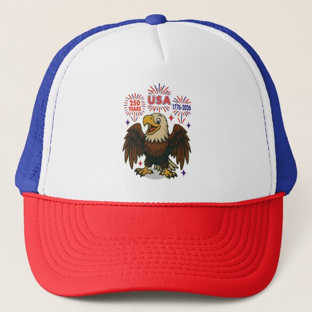 Casquette Bald Eagle avec Fireworks - USA 250 ans 1776-2026 (Devant)