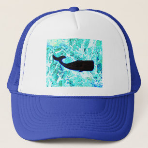 Casquette baleine noire nageant