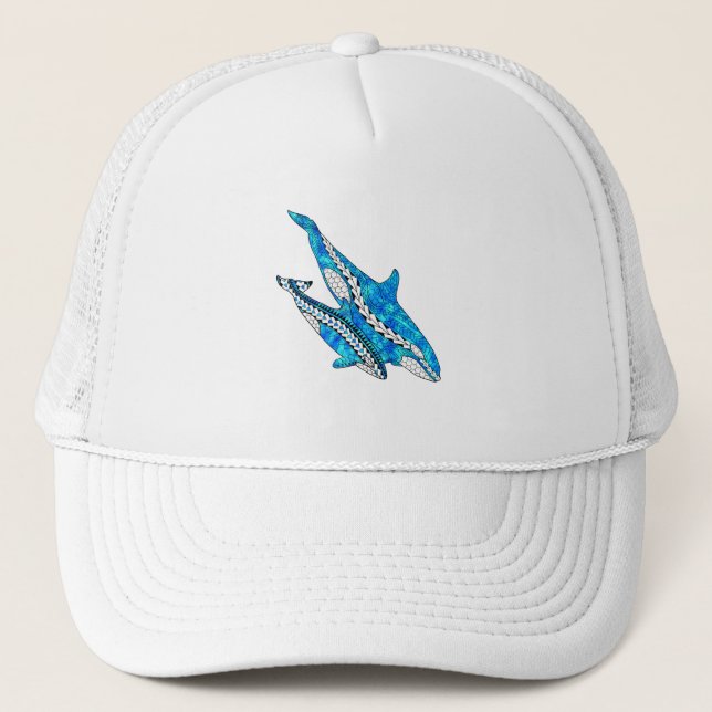 Casquette Baleines Orca tribales (Devant)