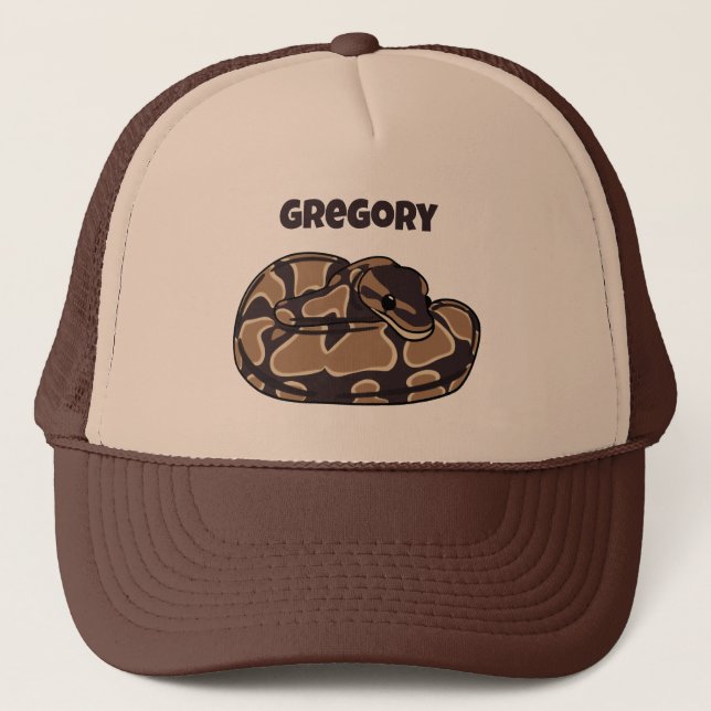 Casquette Ball Python Snake, Brown et Tan Personnalisé (Devant)