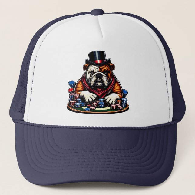 Casquette balle chien jouer au poker jeu casino art (Devant)