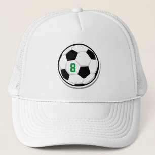 Casquette Balle de football blanc noir vert personnalisé Num