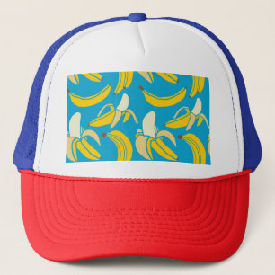 Casquette Bananes jaunes, motif arrière - plan bleu