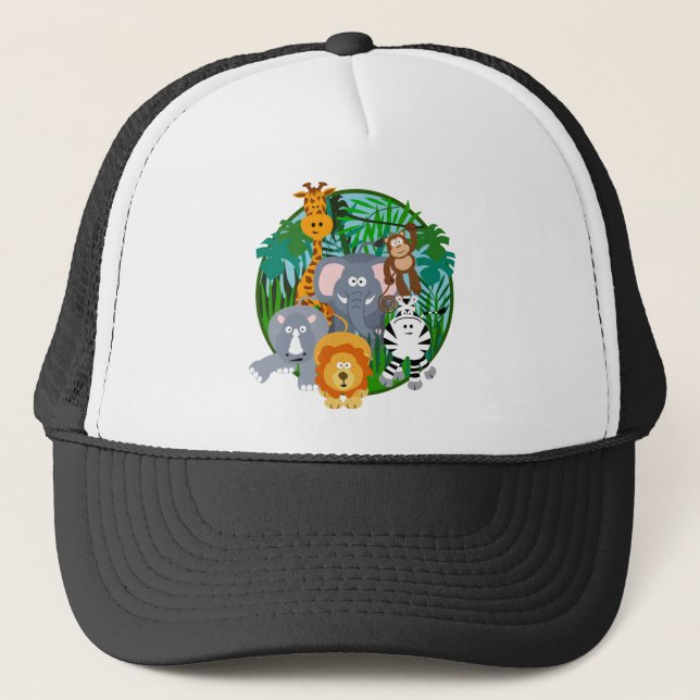 Casquette Bande dessinée d'animaux de safari (Devant)