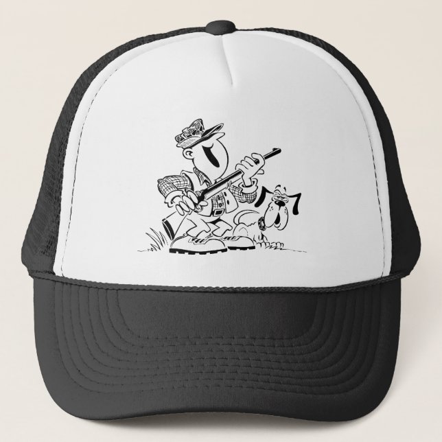 Casquette Bande dessinée de chasseur et de chien (Devant)