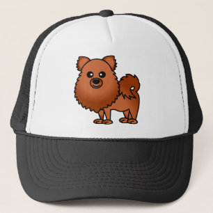 Casquette Bande dessinée mignonne de Pomeranian - rouge
