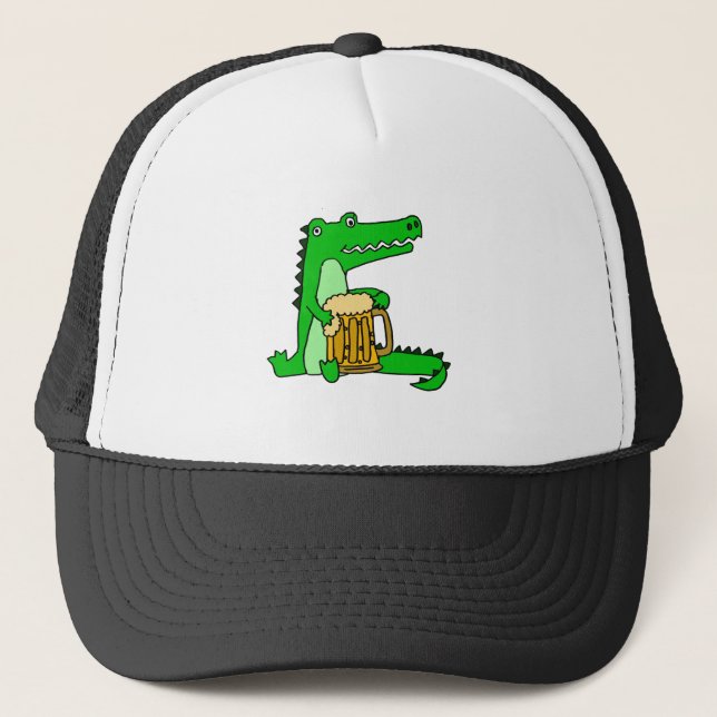 Casquette Bande dessinée potable de bière d'alligator drôle (Devant)