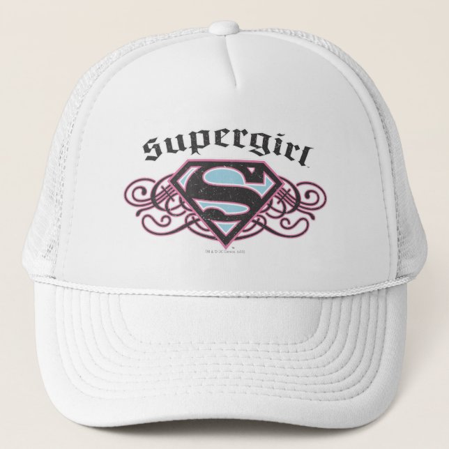 Casquette Bandes à épingles supergirl noir et rose (Devant)