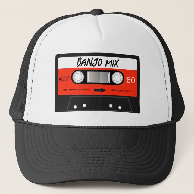 Casquette Banjo Mixtape Retro Rouge Vintage cassette (Devant)