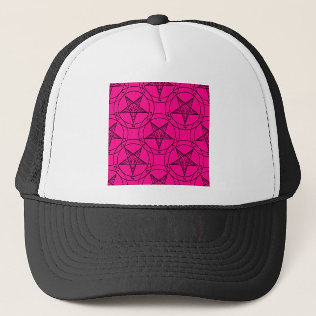 Casquette baphomet rose (Devant)
