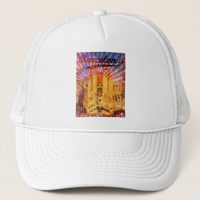 Casquette Barcelone, Espagne, Poster vintage (Devant)