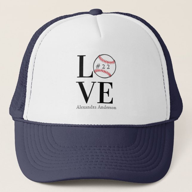 Casquette Baseball LOVE : nom et numéro d'ajout personnalisé (Devant)