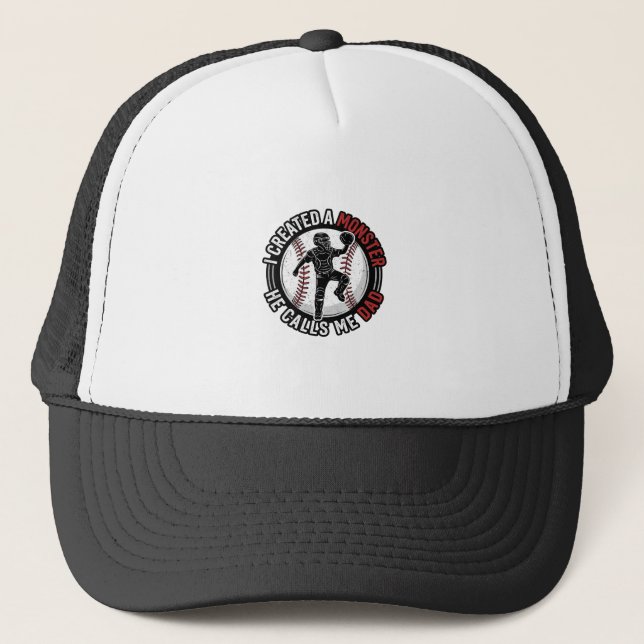 Casquette Baseball Papa Monstre Vintage Catcher Conception d (Devant)