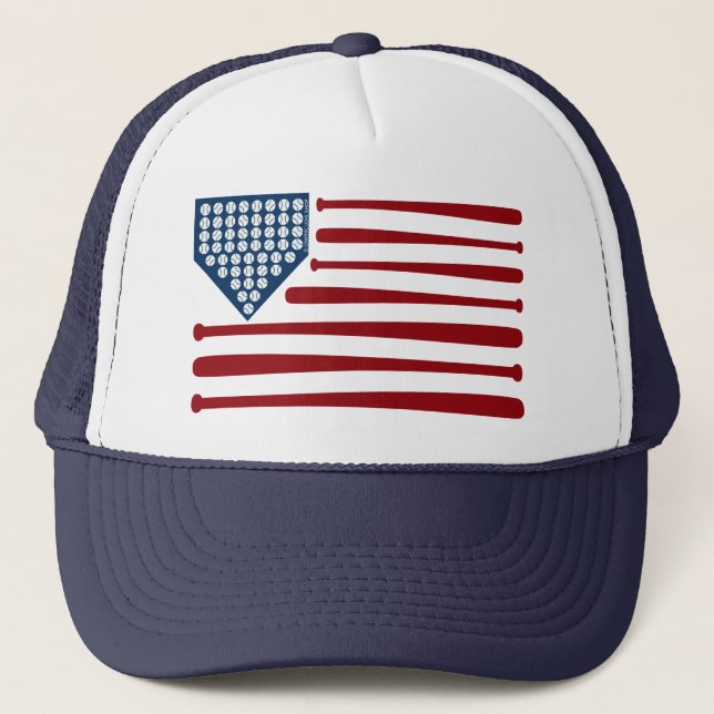 Casquette Baseball USA Drapeaux Bats & Balles - GraphicLoveS (Devant)