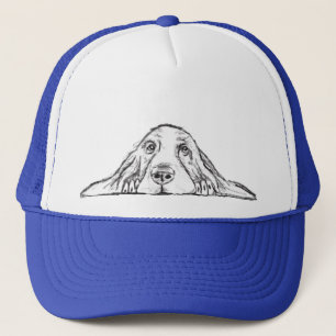 Casquette basset hound noir blanc simple chiot yeux 