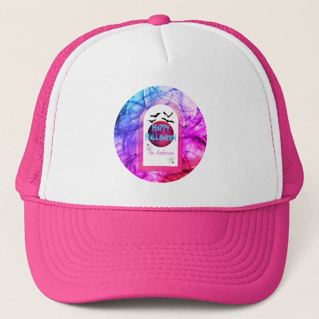 Casquette Bat bleu rose violet Moderne Éffrayant Halloween h (Devant)