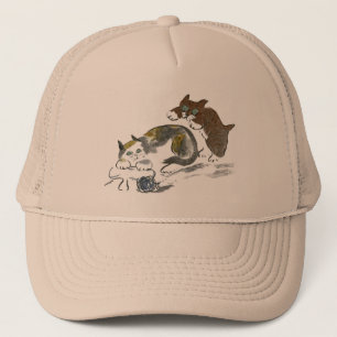 Casquette Bataille de fil avec le chaton et le chat