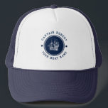 Casquette Bateau à voile marin bleu marine<br><div class="desc">Marine bleu et blanc vintage voile voile nautique mariage modèle pour les noms et dates.</div>
