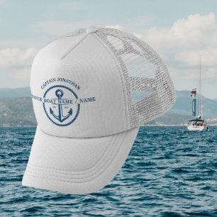 Casquette Bateau bleu marine Nom du capitaine Ancre