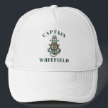 Casquette Bateau d'Ancre nautique personnalisé Capitaine de<br><div class="desc">Casquette du capitaine de bateau moderne mignon avec ancre, corde et roue de bateau. Ajoutez votre nom au casquette de ce marin en cliquant sur le bouton "Personnaliser" ci-dessus. Ajoutez notre tapisserie murale et jetez l'oreiller dans cette collection pour former votre collection ultime d'entrée de thème nautique pour votre prochaine...</div>